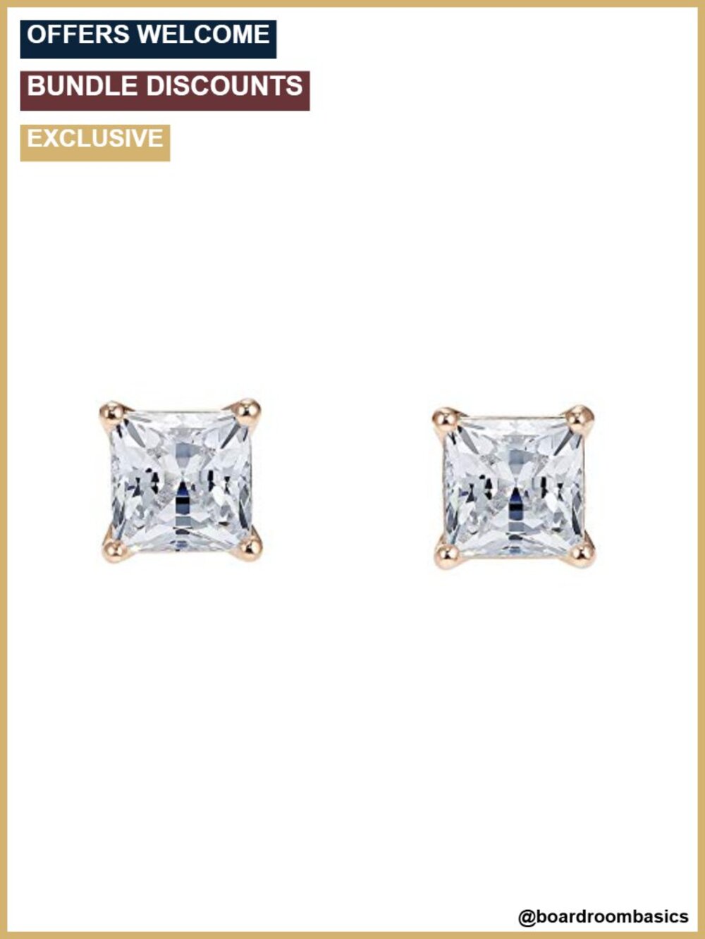 Crystal Stud Earrings Rose Gold Tone Plated Setting Elegant Jewelry